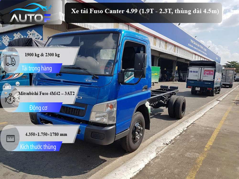 Xe tải Fuso Canter 4.99 (1.9T - 2.3T, dài 4.5m): Thông số, giá bán